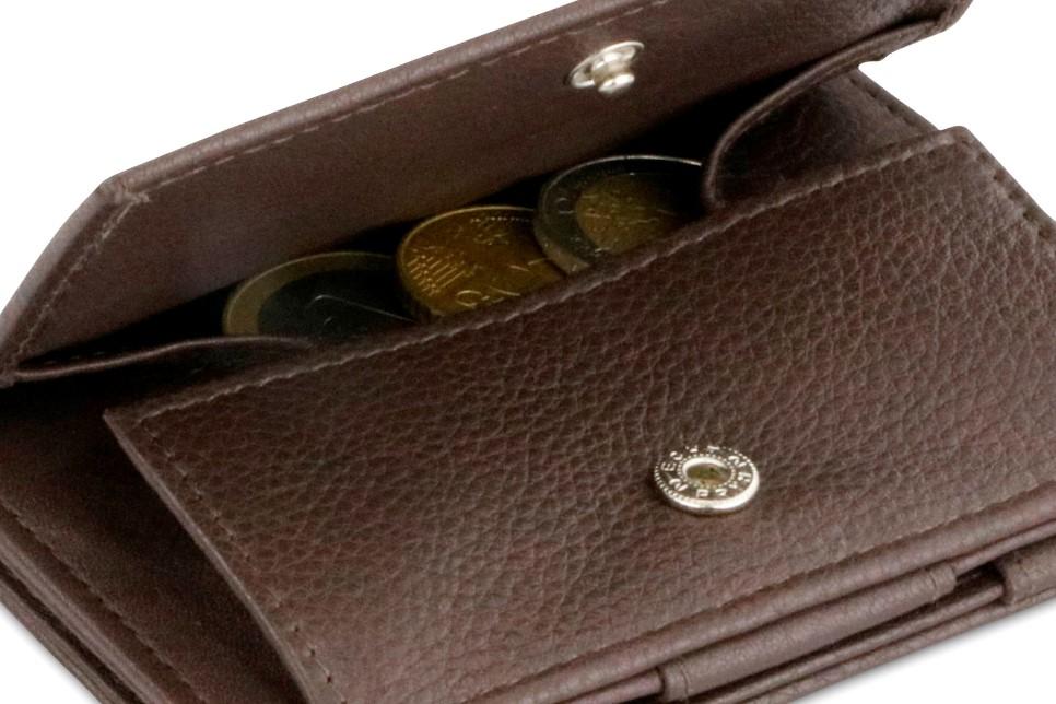 Garzini RFID Leather Magic Coin Wallet Card Sleeve Nappa-Brown