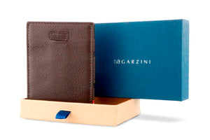 Garzini RFID Leather Magic Coin Wallet Card Sleeve Nappa-Brown