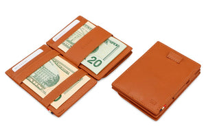 Garzini RFID Leather Magic Coin Wallet Card Sleeve Nappa-Cognac
