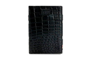 Garzini RFID Leather Magic Coin Wallet Card Sleeve Croco-Black