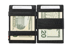 Garzini RFID Leather Magic Coin Wallet Card Sleeve Croco-Black