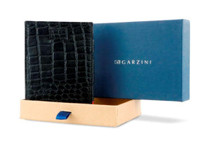 Garzini RFID Leather Magic Coin Wallet Card Sleeve Croco-Black