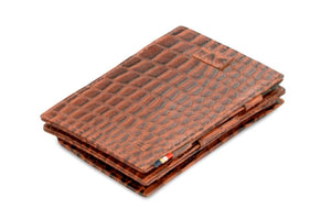 Garzini RFID Leather Magic Coin Wallet Card Sleeve Croco-Brown