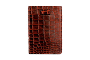 Garzini RFID Leather Magic Coin Wallet Card Sleeve Croco-Brown