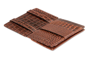 Garzini RFID Leather Magic Coin Wallet Card Sleeve Croco-Brown