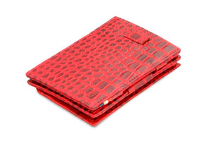 Garzini RFID Leather Magic Coin Wallet Card Sleeve Croco-Red