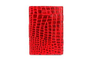 Garzini RFID Leather Magic Coin Wallet Card Sleeve Croco-Red