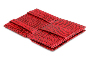 Garzini RFID Leather Magic Coin Wallet Card Sleeve Croco-Red