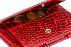 Garzini RFID Leather Magic Coin Wallet Card Sleeve Croco-Red