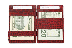 Garzini RFID Leather Magic Coin Wallet Card Sleeve Croco-Red