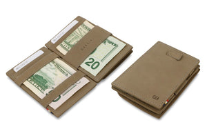 Garzini RFID Leather Magic Coin Wallet Card Sleeve Vintage-Grey