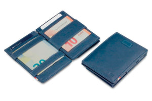 Garzini RFID Leather Magic Coin Wallet Card Sleeve Nappa-Blue