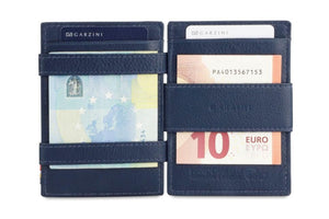 Garzini RFID Leather Magic Coin Wallet Card Sleeve Nappa-Blue