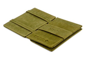 Garzini RFID Leather Magic Coin Wallet Card Sleeve Vintage-Green