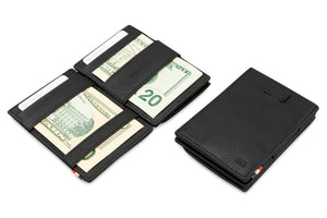 Garzini RFID Leather Magic Coin Wallet Card Sleeve Nappa-Black