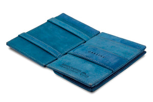 Garzini RFID Leather Magic Coin Wallet Card Sleeve Vintage-Blue