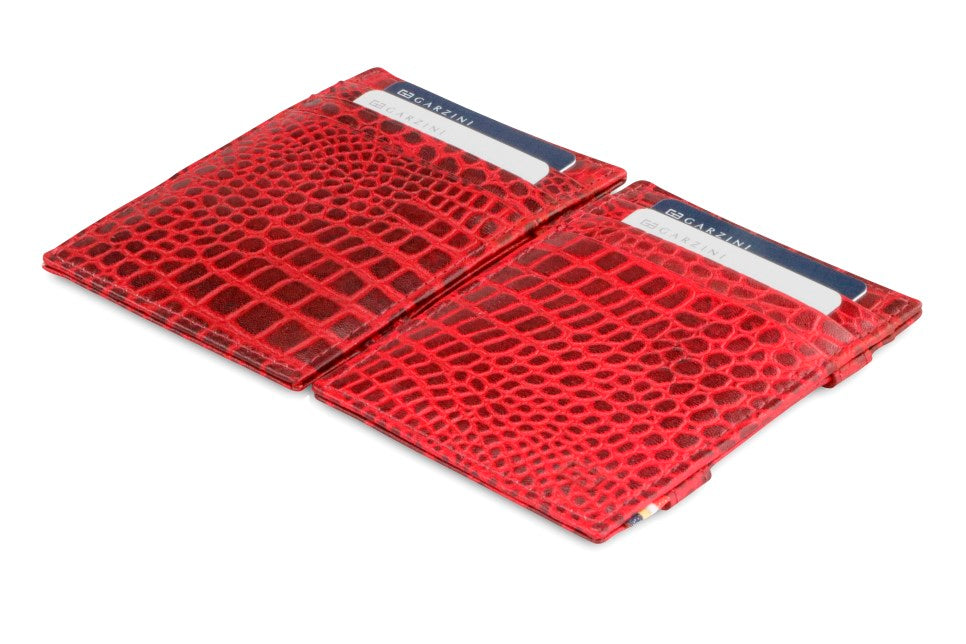 Garzini RFID Leather Magic Wallet Croco-Red