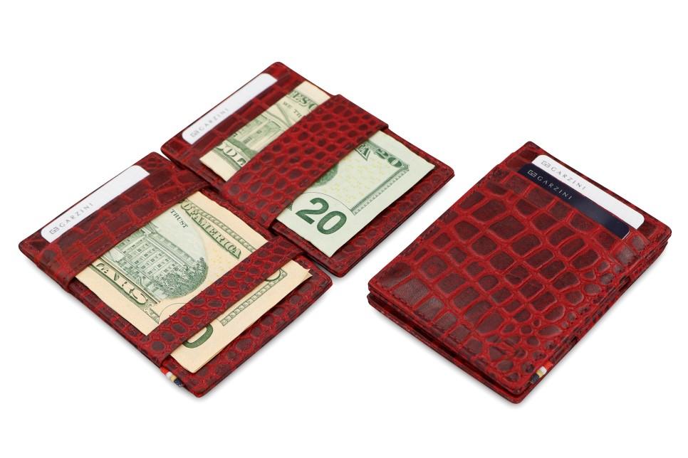 Garzini RFID Leather Magic Wallet Croco-Red