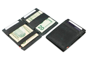 Garzini RFID Leather Magic Wallet ID Window Brushed-Black