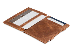 Garzini RFID Leather Magic Wallet ID Window Brushed-Brown