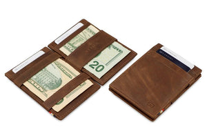 Garzini RFID Leather Magic Wallet ID Window Brushed-Brown