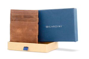 Garzini RFID Leather Magic Wallet ID Window Brushed-Brown