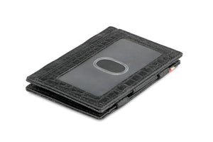 Garzini RFID Leather Magic Wallet ID Window Croco-Black