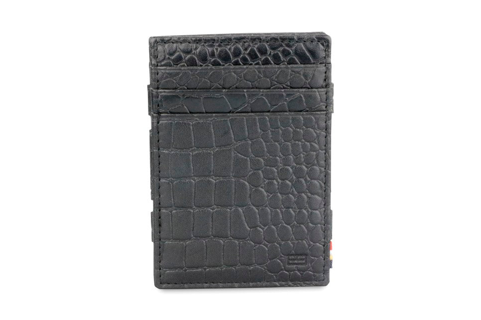 Garzini RFID Leather Magic Wallet ID Window Croco-Black