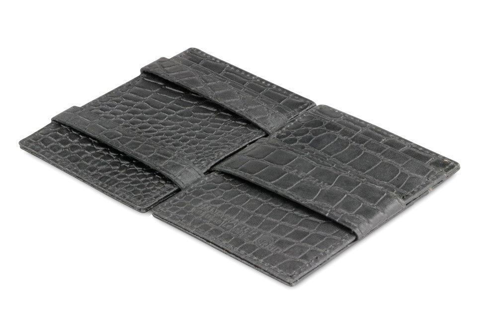 Garzini RFID Leather Magic Wallet ID Window Croco-Black
