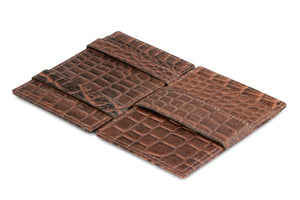 Garzini RFID Leather Magic Wallet ID Window Croco-Brown