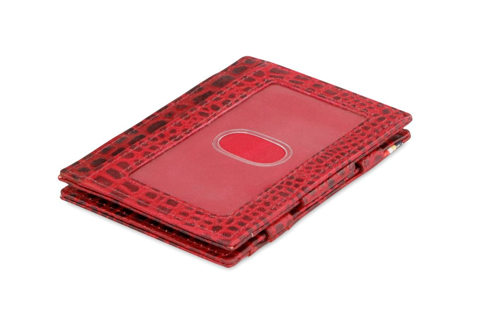 Garzini RFID Leather Magic Wallet ID Window Croco-Red