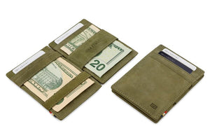 Garzini RFID Leather Magic Wallet ID Window Vintage-Green