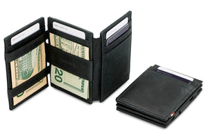 Garzini RFID Leather Magic Wallet Plus Brushed-Black