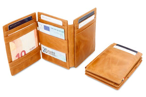Garzini RFID Leather Magic Wallet Plus Brushed-Cognac