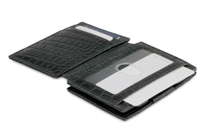 Garzini RFID Leather Magic Wallet Plus Croco-Black