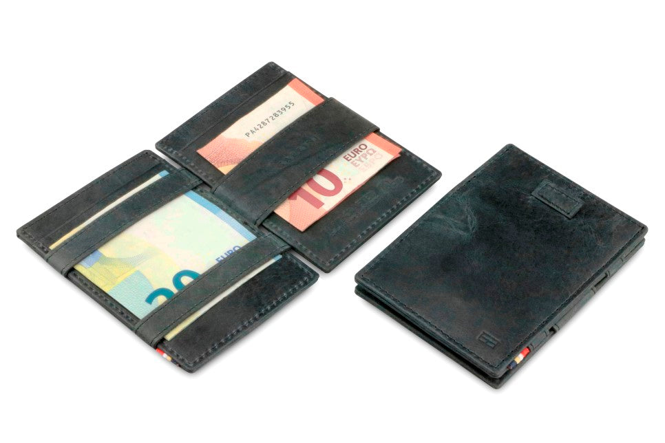 Garzini RFID Leather Magic Wallet Card Sleeves Brushed-Black