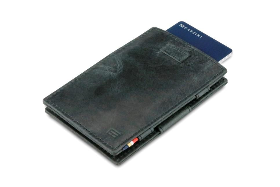 Garzini RFID Leather Magic Wallet Card Sleeves Brushed-Black