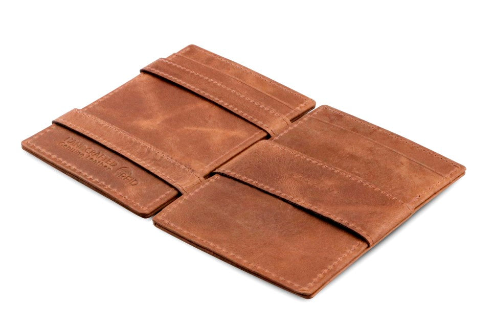 Garzini RFID Leather Magic Wallet Card Sleeves Brushed-Brown