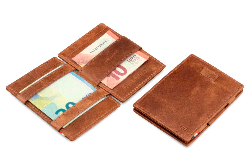 Garzini RFID Leather Magic Wallet Card Sleeves Brushed-Brown