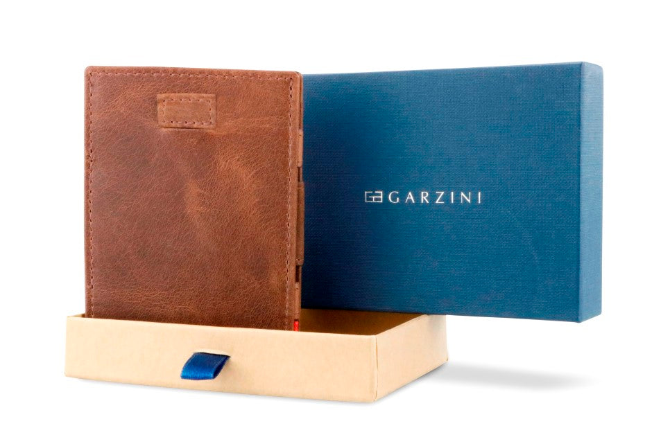 Garzini RFID Leather Magic Wallet Card Sleeves Brushed-Brown