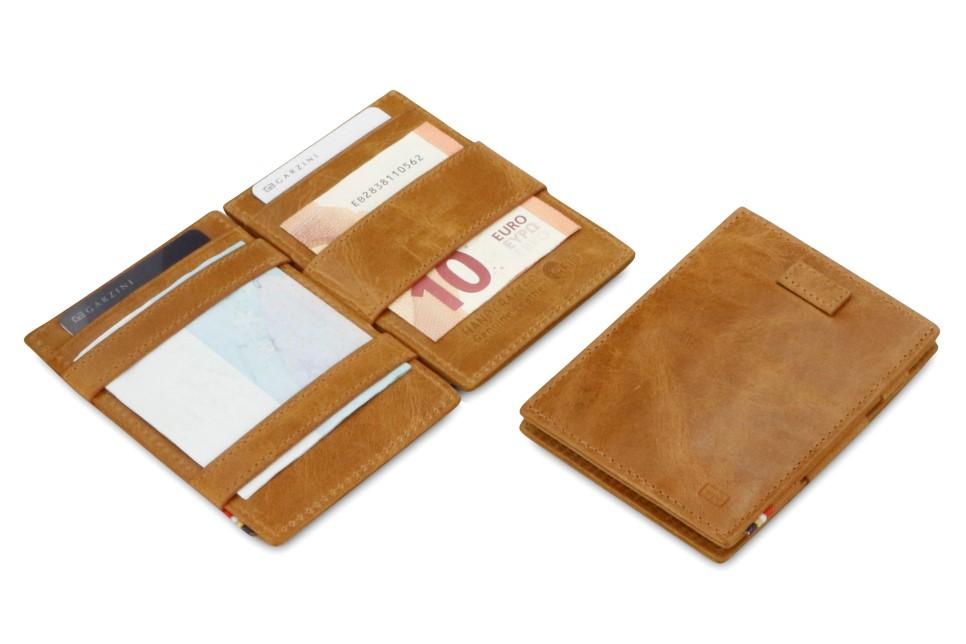 Garzini RFID Leather Magic Wallet Card Sleeves Brushed-Cognac