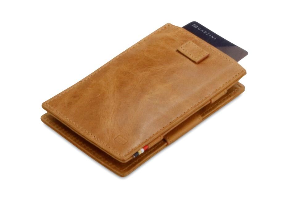 Garzini RFID Leather Magic Wallet Card Sleeves Brushed-Cognac
