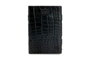 Garzini RFID Leather Magic Wallet Card Sleeves Croco-Black
