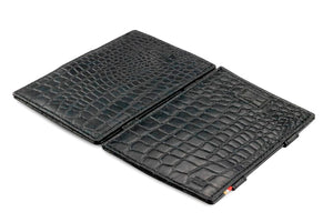 Garzini RFID Leather Magic Wallet Card Sleeves Croco-Black