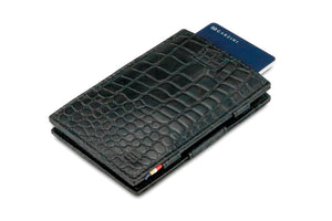 Garzini RFID Leather Magic Wallet Card Sleeves Croco-Black