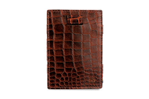 Garzini RFID Leather Magic Wallet Card Sleeves Croco-Brown