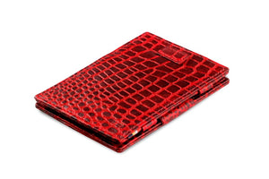 Garzini RFID Leather Magic Wallet Card Sleeves Croco-Red