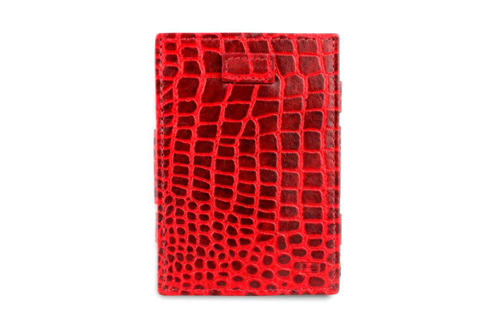 Garzini RFID Leather Magic Wallet Card Sleeves Croco-Red