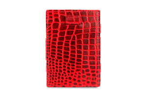 Garzini RFID Leather Magic Wallet Card Sleeves Croco-Red