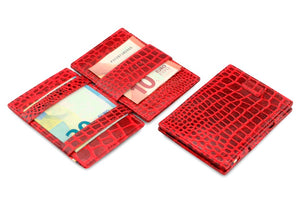 Garzini RFID Leather Magic Wallet Card Sleeves Croco-Red